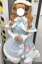 Blue Print Embroidery Bowknot Sweet Princess Lolita Jsk Dress